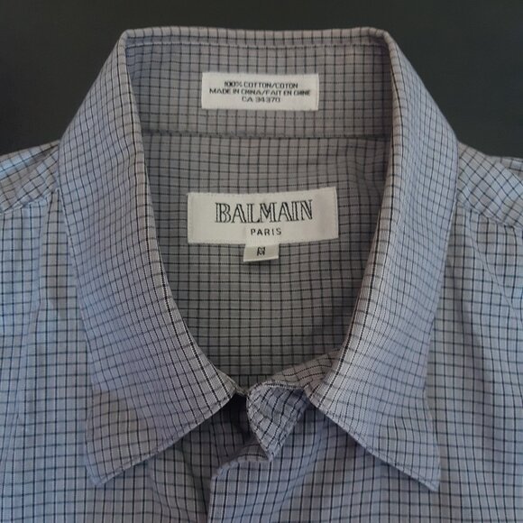 BALMAIN Paris SZ M 100% Cotton Men's Short Sleeved Button Down Shirt - Picture 3 of 14